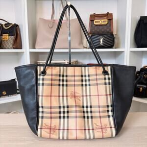 Burberry Haymarket Check Leather Hobo